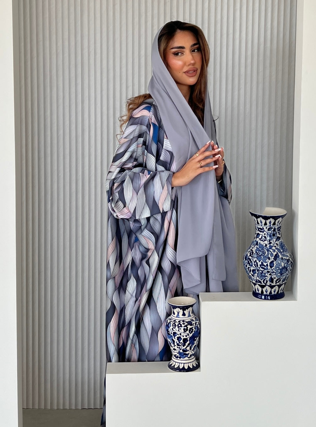 Print Silk Abaya
