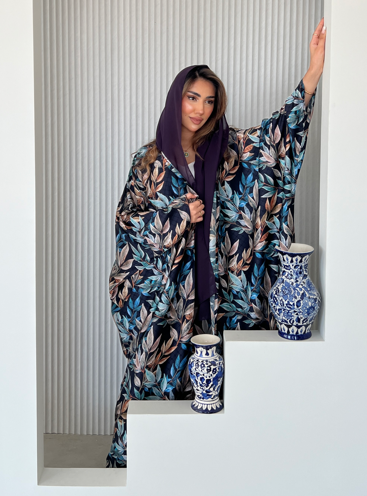 Print Silk Abaya