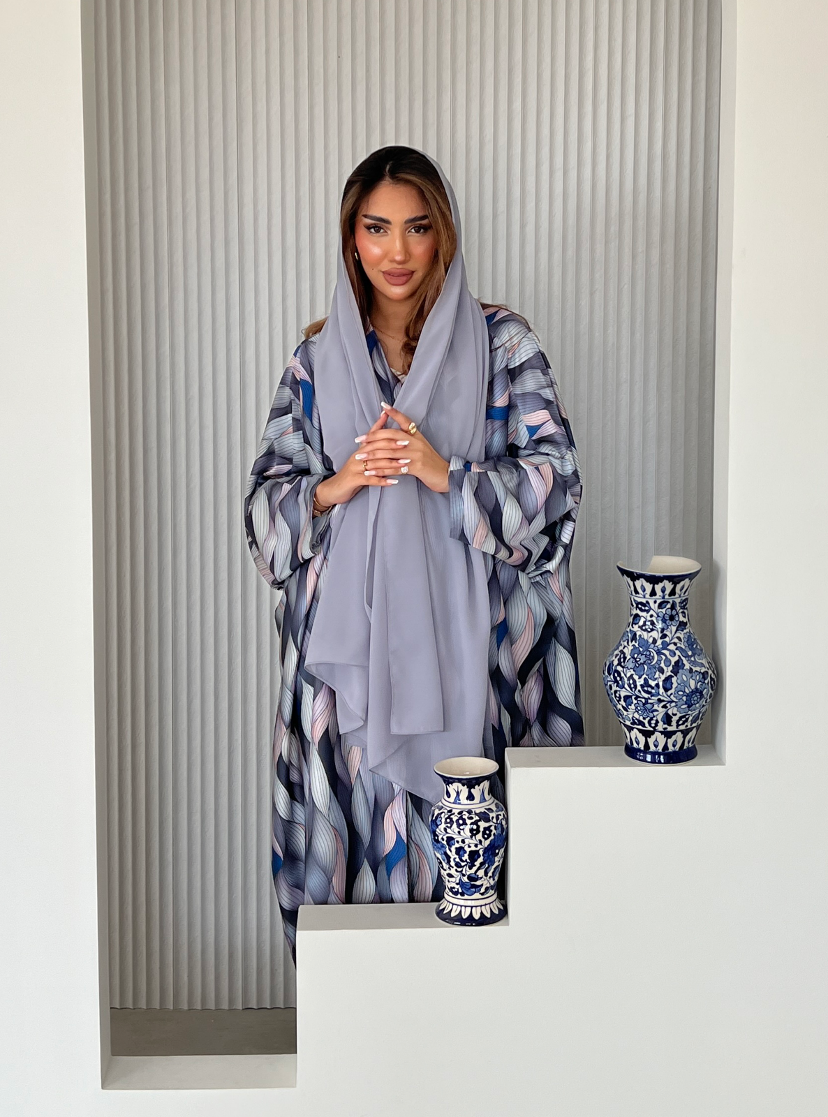 Print Silk Abaya